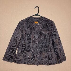 Ruby Rd. Winter Women's size 10 Crocodile Print Button Down Jacket